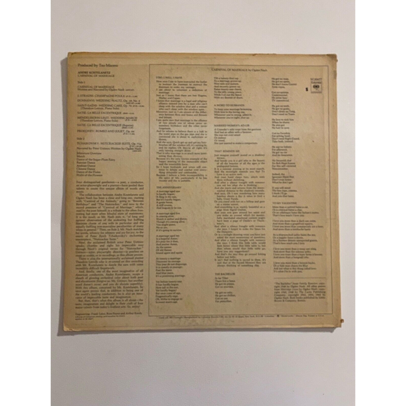 Andre Kostelanetz Carnival of Marriage Nutcracker Suite LP Columbia Promo VG+ - Picture 2 of 7